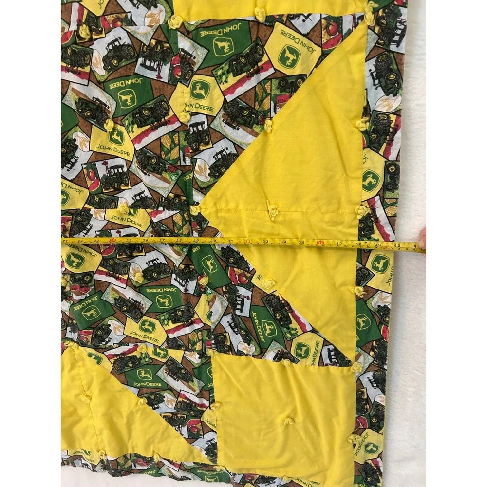 John‎ Deere Handmade Baby Quilt Yellow Star Patchwork Farm Tractor Lap Throw